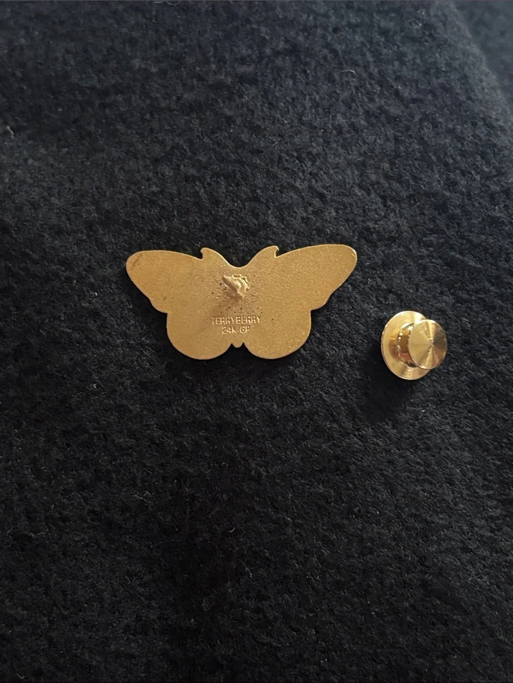 vintage Terryberry 24K gold-plated butterfly pin